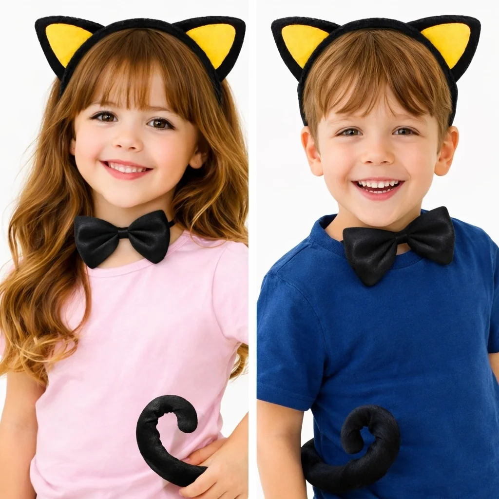 İthalat® Sarı Kulaklı Kedi Kostüm Seti – Taç Papyon Kuyruk 3 Parça İthalat® Sarı Kulaklı Kedi Kostüm Seti – Taç Papyon Kuyruk 3 Parça