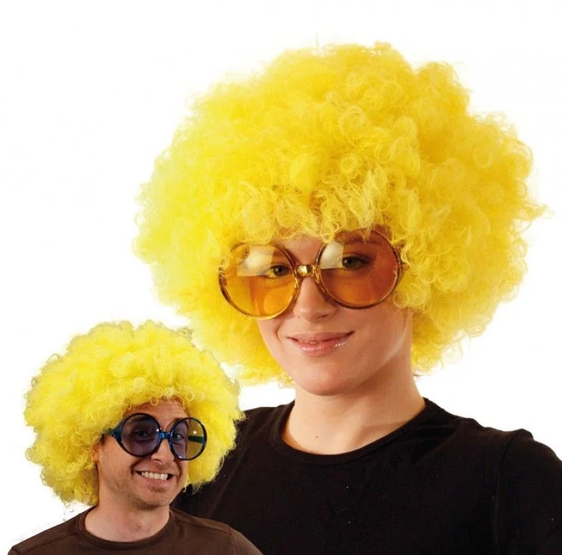 İthalat® Sarı Renk Kıvırcık Afro Bonus Peruk
