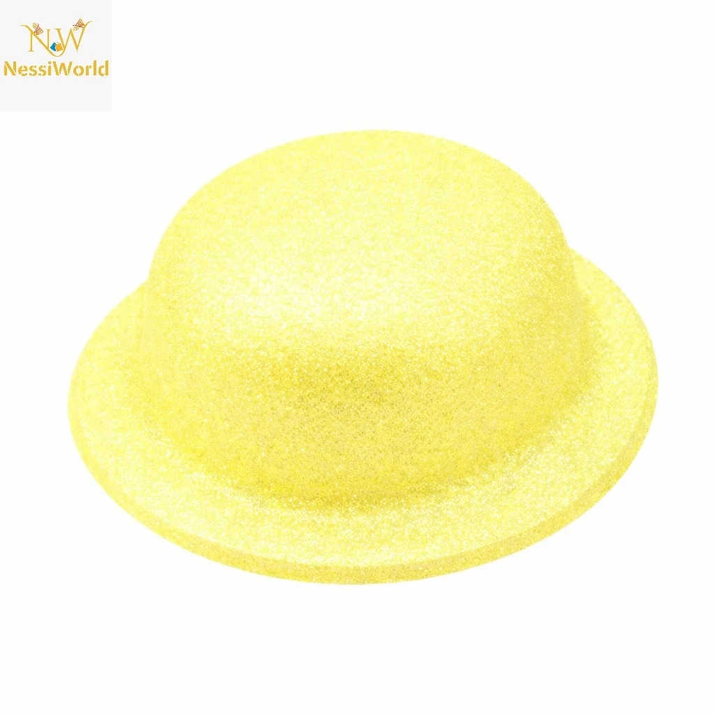 İthalat® Sarı Simli Melon Şapka | İnce Plastik Glitter Yetişkin Parti Şapkası