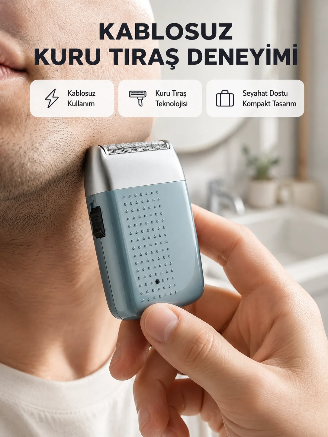İthalat® Şarjlı Kuru Kullanım Tıraş Makinesi – Kablosuz, Taşınabilir
