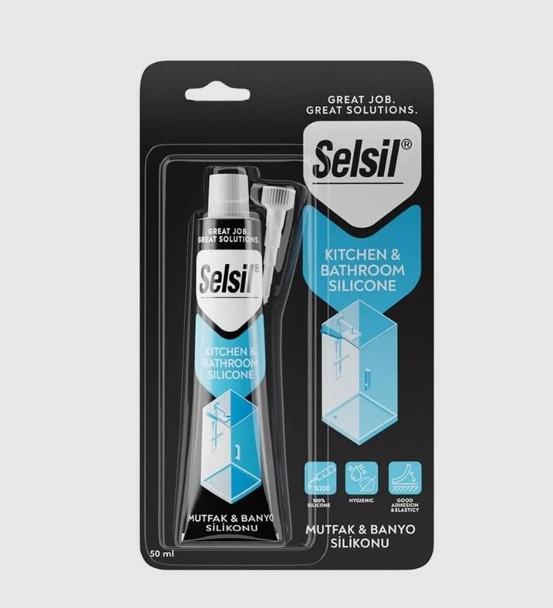 İthalat® Selsil Mutfak ve Duşakabin Silikonu Şeffaf 50 ml