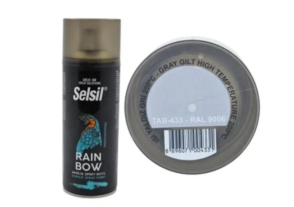 İthalat® Selsil Rainbow Akrilik Sprey Boya 200 Derece Isıya Dayanıklı Yaldız Gri İthalat® Selsil Rainbow Akrilik Sprey Boya 200 Derece Isıya Dayanıklı Yaldız Gri