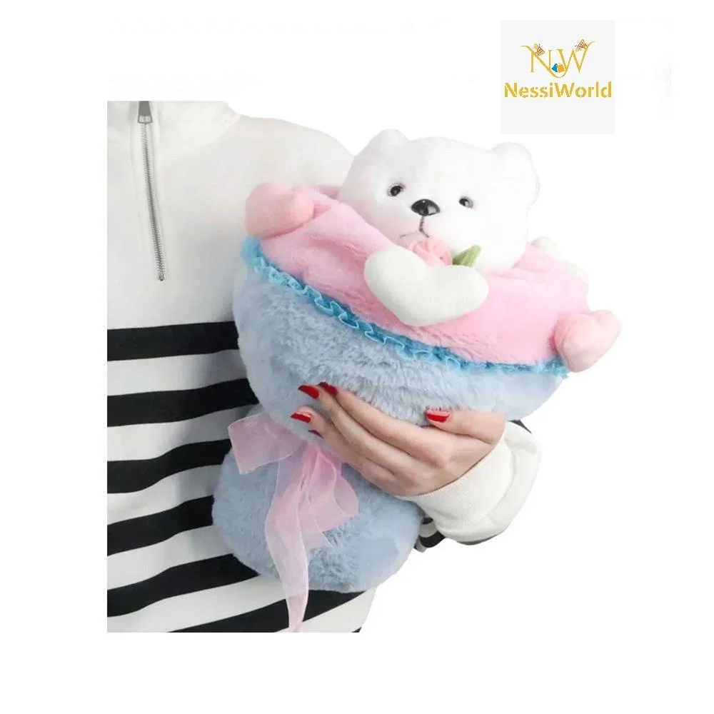 İthalat® Sevgi Buketi Peluş Ayıcıklı Peluş Çiçek Buketi 40 cm