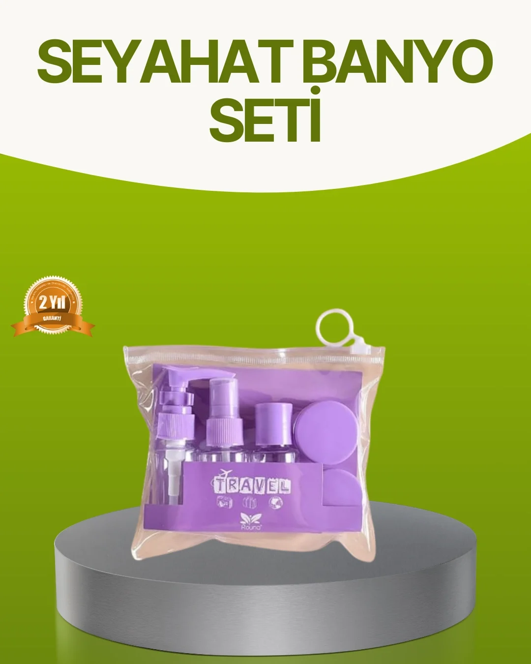 İthalat® Seyahat Banyo Seti 5 Parça Şeffaf Taşıma Çantalı 30 ml
