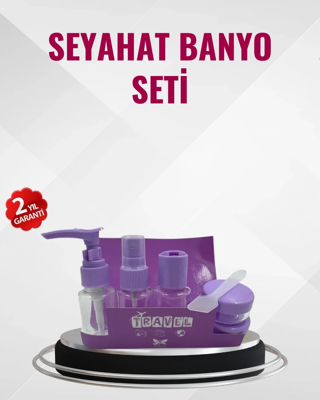 İthalat® Seyahat Boy Banyo Seti 5’li Mini Şişe ve Krem Kutusu Çantalı
