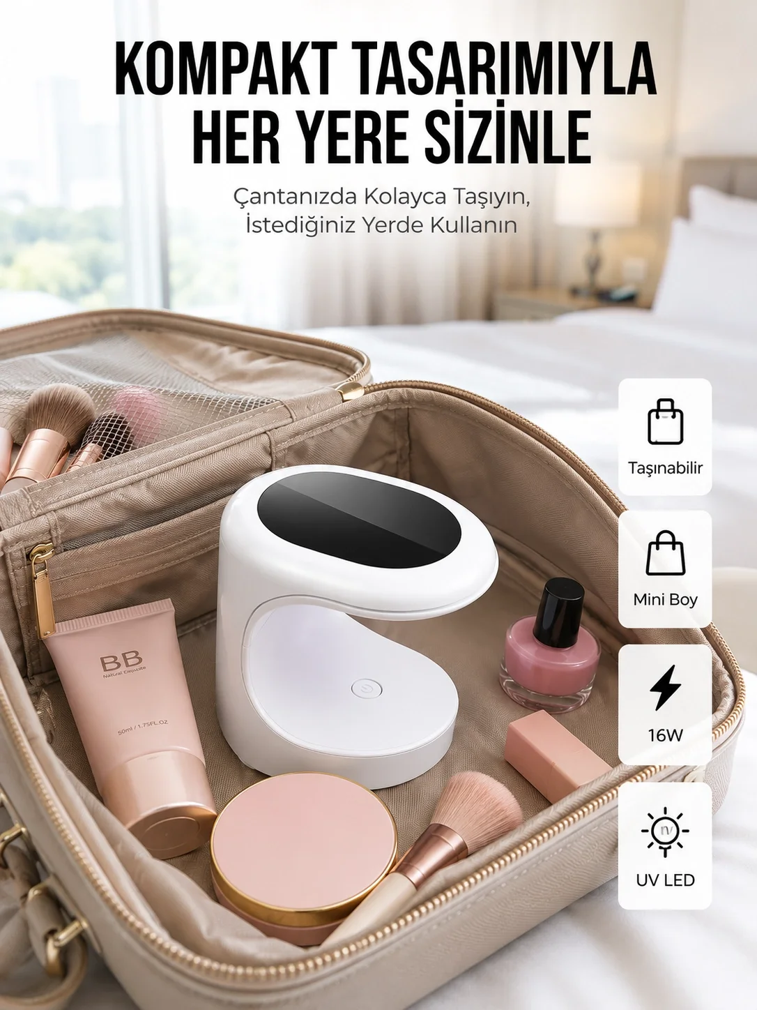 İthalat® Seyehat Tipi Mini Oje Kurutucu Ultraviole Mor Işık Protez Tırnak Kurutucu