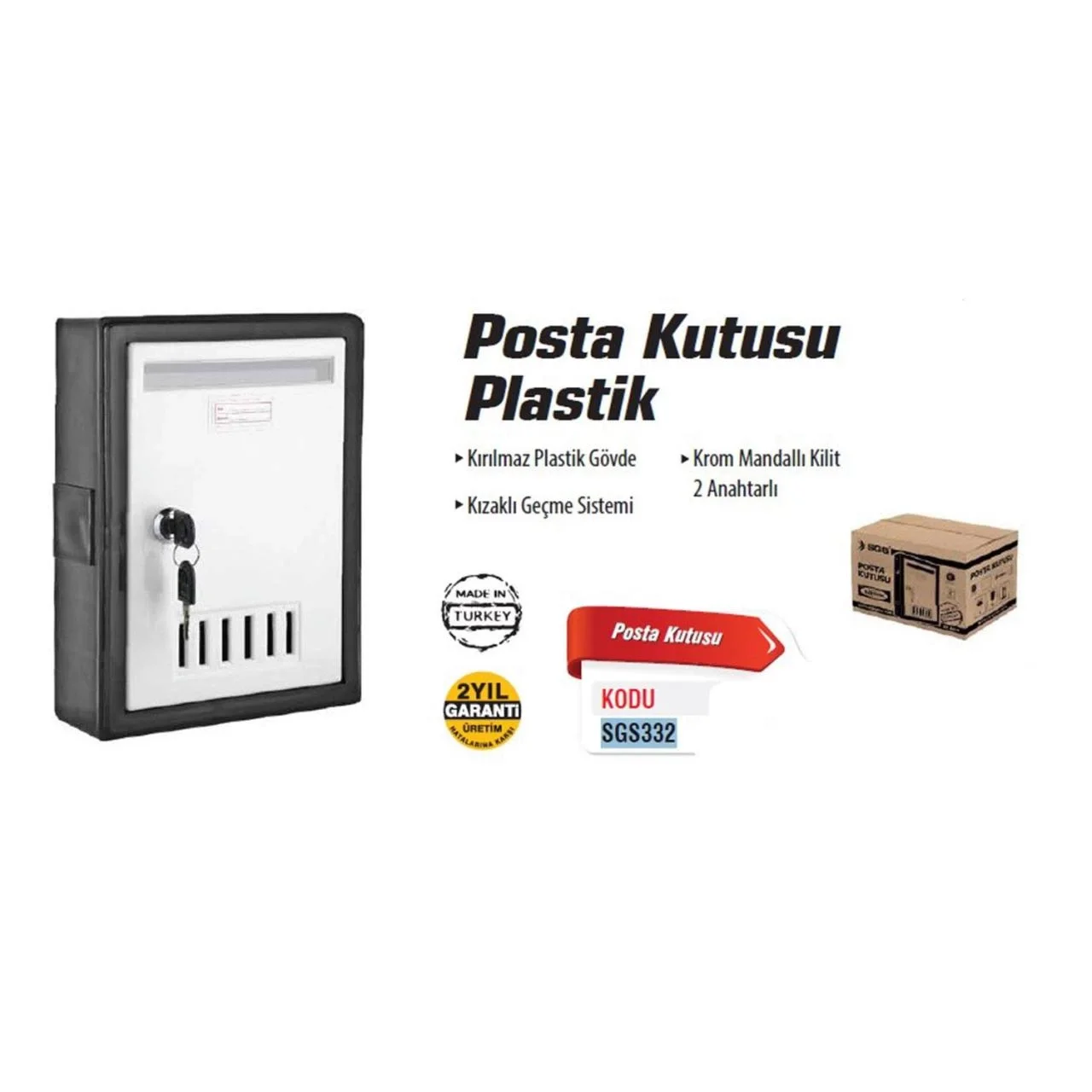 İthalat® SGS 332 Plastik Posta Kutusu 2 Anahtarlı
