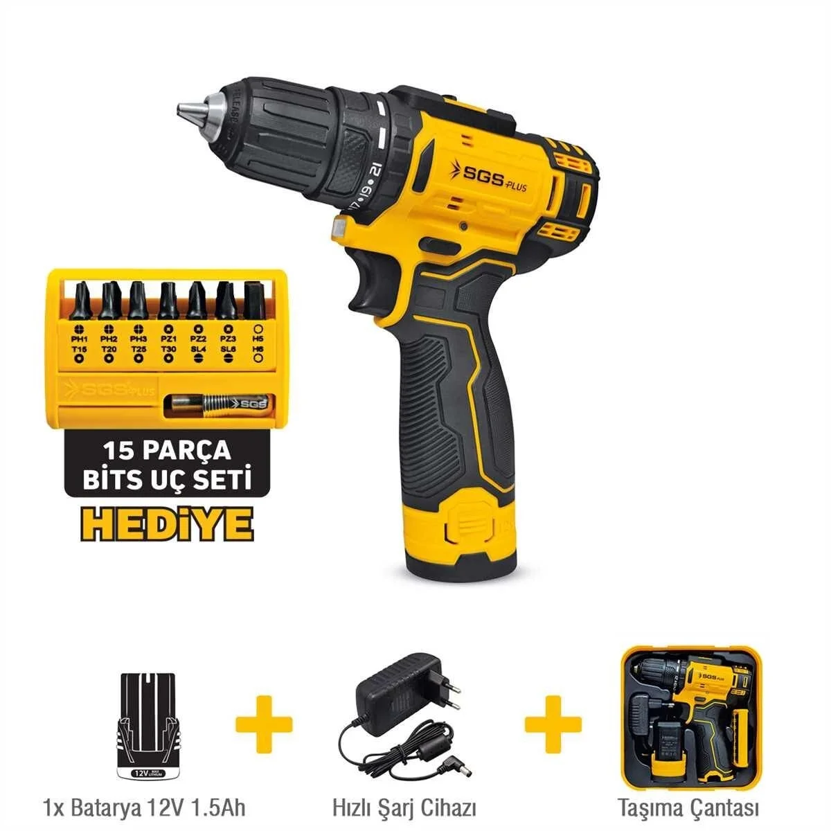 İthalat® SGS 5147 Akülü Vidalama 12 Volt 1,5 Ah İthalat® SGS 5147 Akülü Vidalama 12 Volt 1,5 Ah