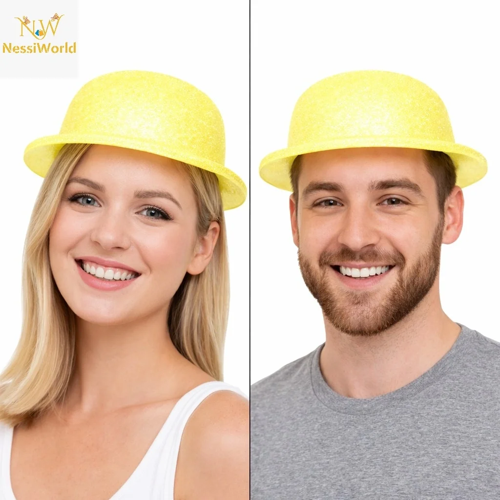 İthalat® Simli Melon Şapka 9’lu Set - 9 Renk Parti ve Kostüm Şapkası