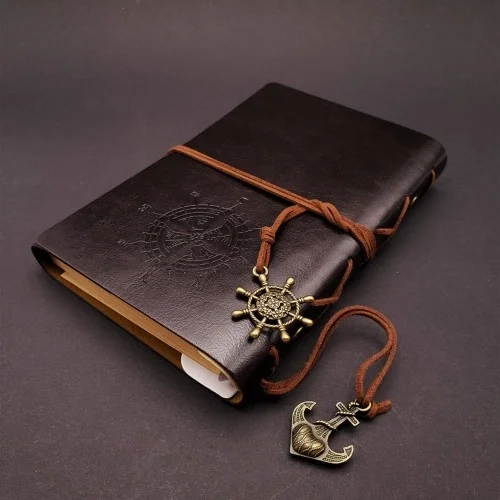 İthalat®  Siyah Deri Pusula Defter