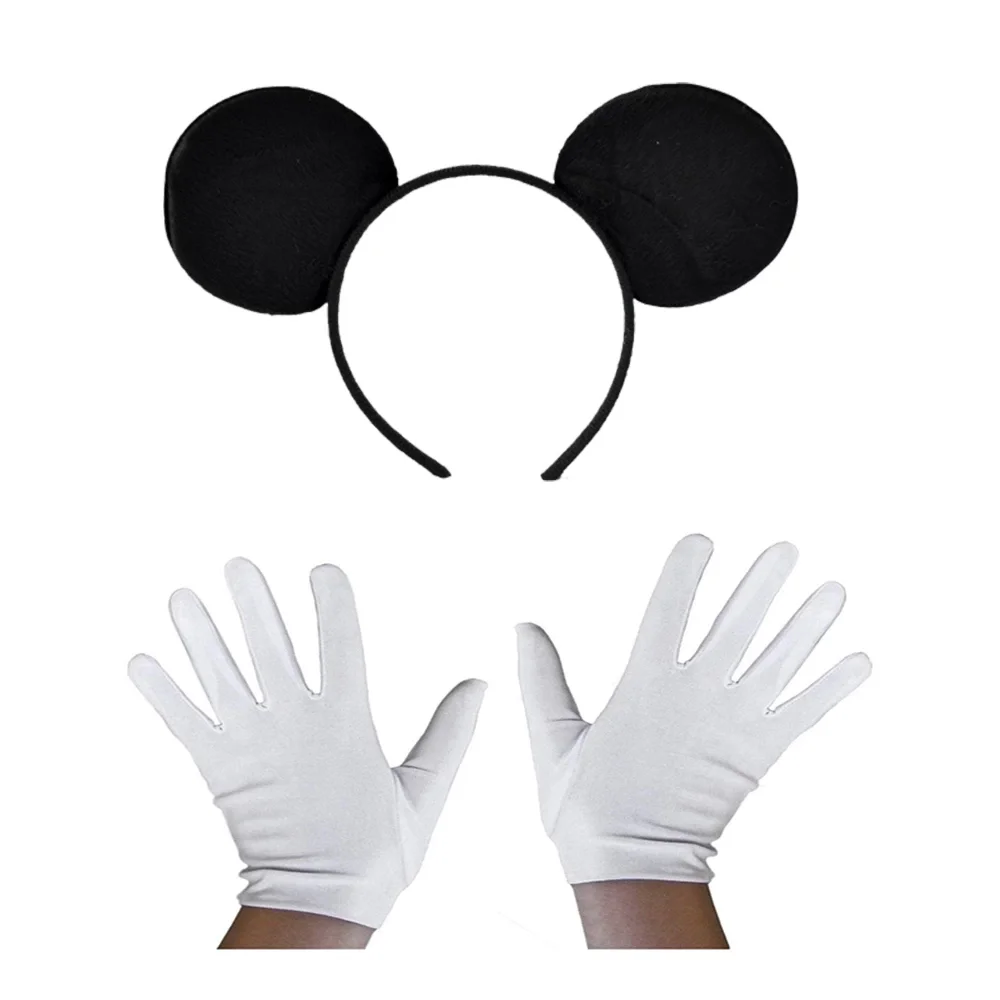 İthalat®  Siyah Mickey Mouse Tacı ve Beyaz Eldiven Seti