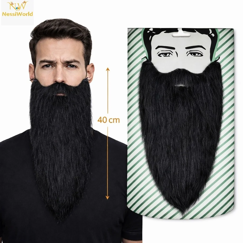 İthalat® Siyah Renk Lastikli Uzun Takma Sakal 40 cm