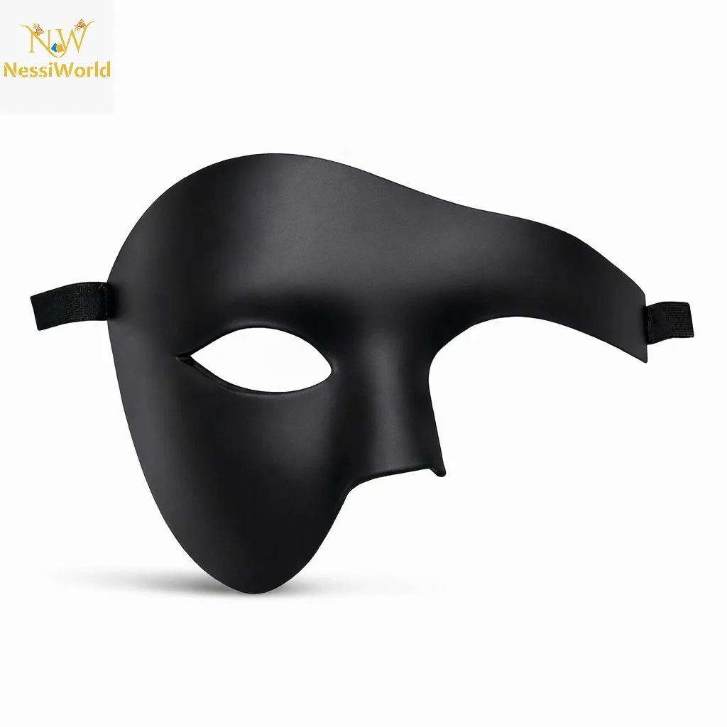 İthalat® Siyah Yarım Erkek Maske – Phantom Parti &amp; Balo Maskesi