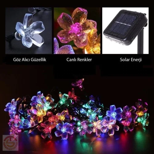 İthalat® Solar 30 Ledli Çiçekli RGB Güneş Enerjisi