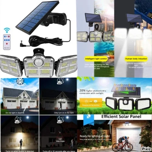 İthalat® Solar Panelli Uzaktan Kumandalı 122 LED Bahçe Aydınlatması