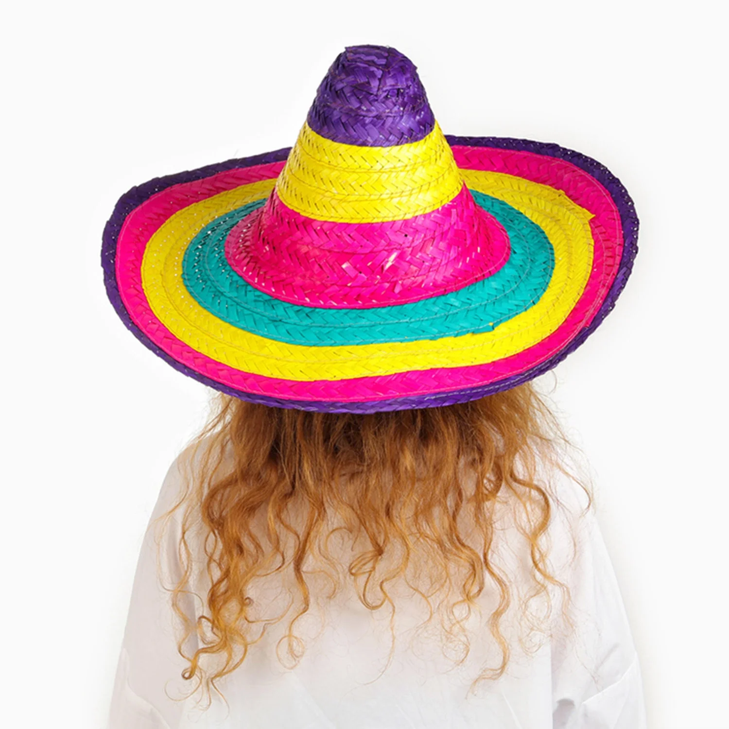 İthalat® Sombrero Meksika Şapkası Renkli Örme Hasır Çocuk Boy