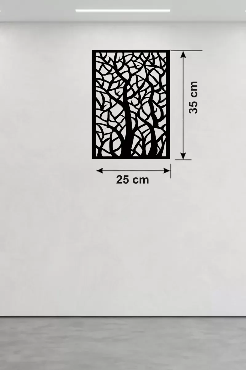 İthalat® Soyut Ağaç Dalları Ahşap Duvar Tablosu - 25x35 cm Lazer Kesim Dekoratif Pano