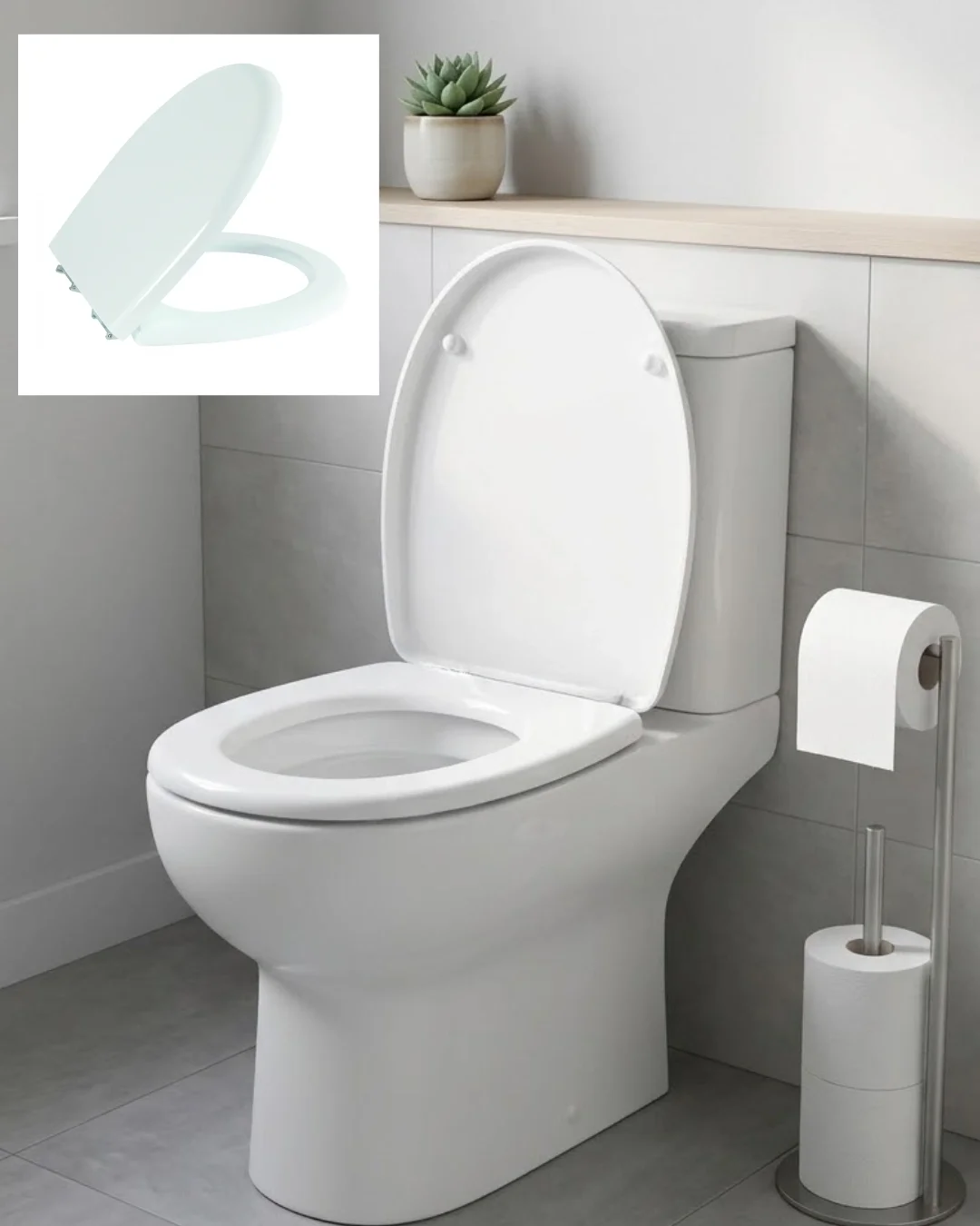 İthalat® Standart Klozet Kapağı Kolay Montaj Dayanıklı Plastik Universal Uyumlu Tasarım