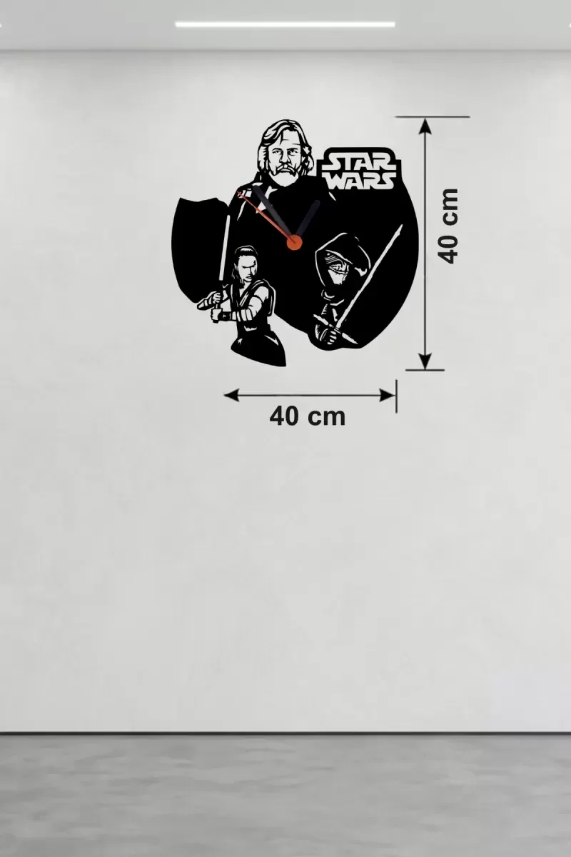 İthalat® Star Wars Temalı Ahşap Duvar Saati - 40x40 cm Lazer Kesim Dekoratif İthalat® Star Wars Temalı Ahşap Duvar Saati - 40x40 cm Lazer Kesim Dekoratif