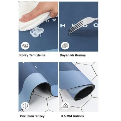İthalat® Süper Su Emici Kaymaz Tabanlı Nappa Banyo Paspası