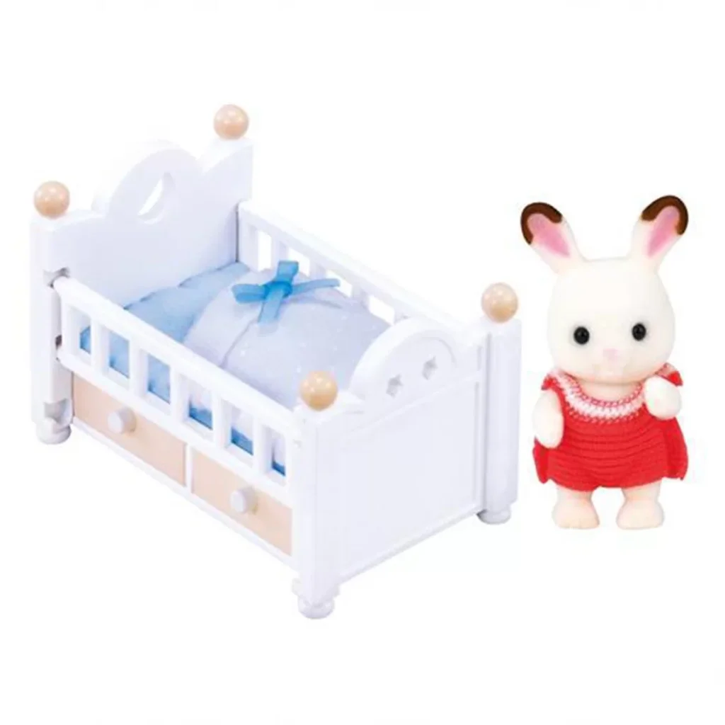 İthalat®  Sylvanian Families Çikolata Kulaklı Tavşan Bebek ve Yatağı 5017