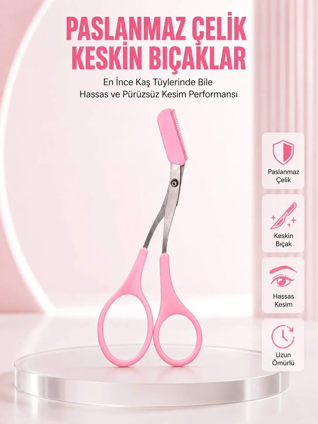 İthalat® Taraklı Kaş Düzeltme Makası – Hassas Şekillendirme ve Kolay Kullanım