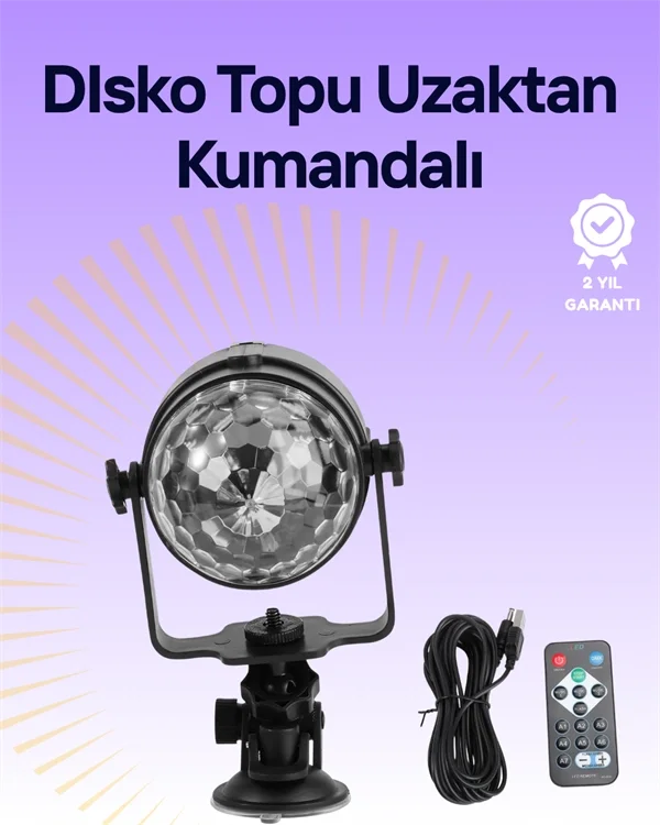 İthalat® Taşınabilir ve Dayanıklı Plastik Kristal LED Disko Işığı