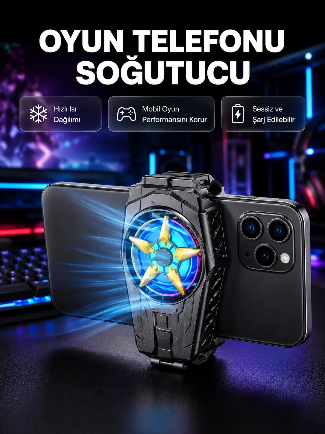 İthalat® Taşınabilir Şarjlı Telefon Soğutucu – Sessiz Fan Motoru ile Yüksek Performans Koruma