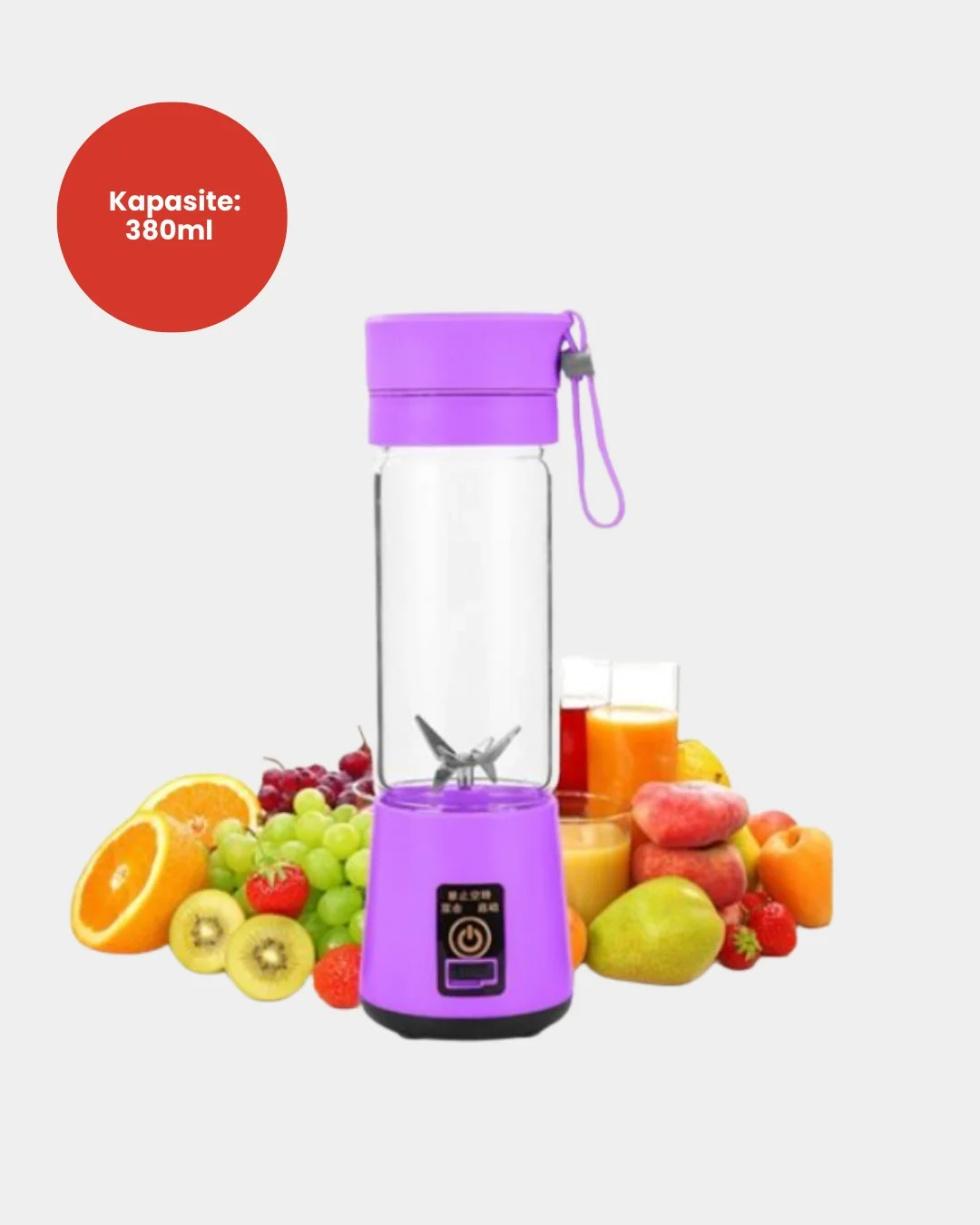 İthalat® Taşınabilir USB Şarjlı Mini Smoothie Blender 380ml Çelik Bıçaklı Portatif