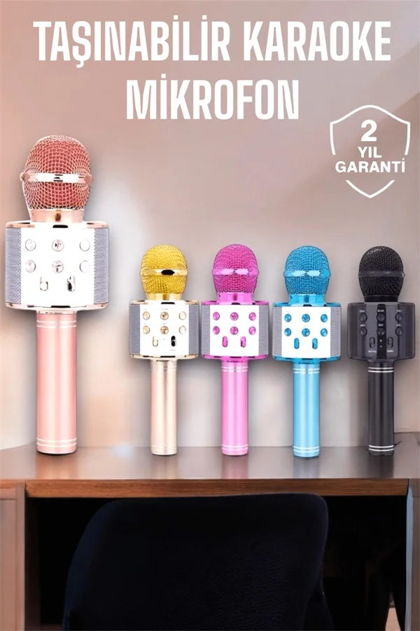 İthalat® Taşınabilir Bluetooth Karaoke Mikrofon: Hafıza Kart Girişli, Etkileyici Performans