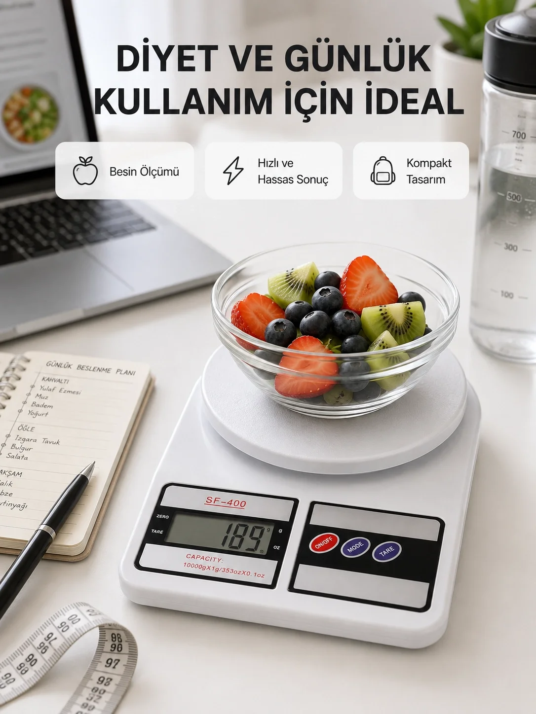 İthalat® Taşınabilir Hassas Tartı – 5kg Kapasite, 1g Ölçüm, Gram ve Ons Desteği Yeni Nesil