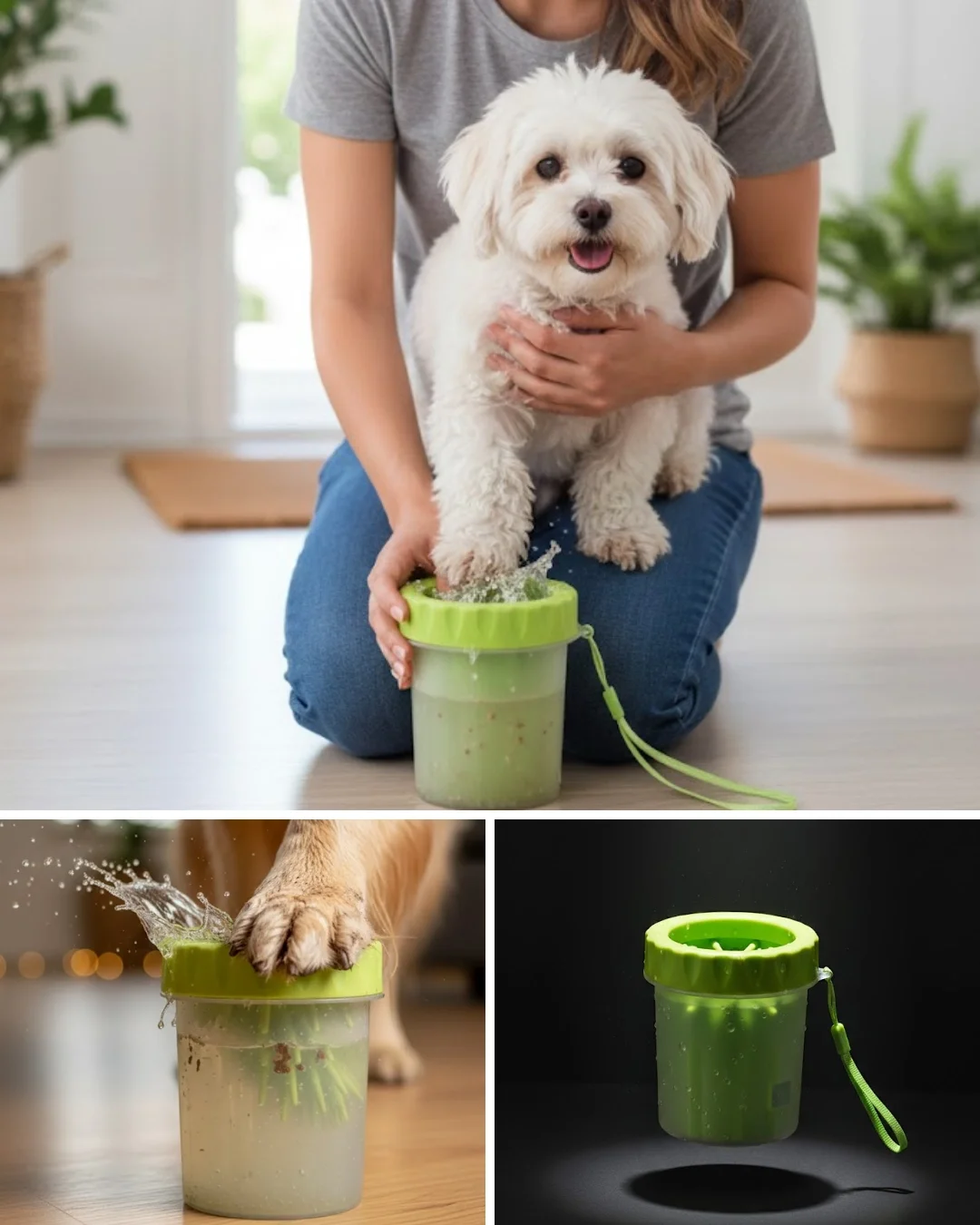 İthalat® Taşınabilir Köpek Ayak Temizleme Aparatı Silikon Fırçalı