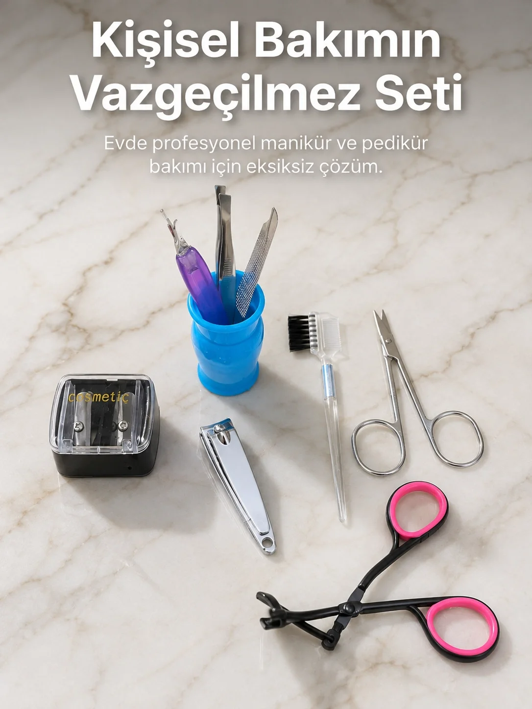 İthalat® Taşınabilir Manikür Bakım Seti Günlük El Ayak ve Kaş Bakım Kiti