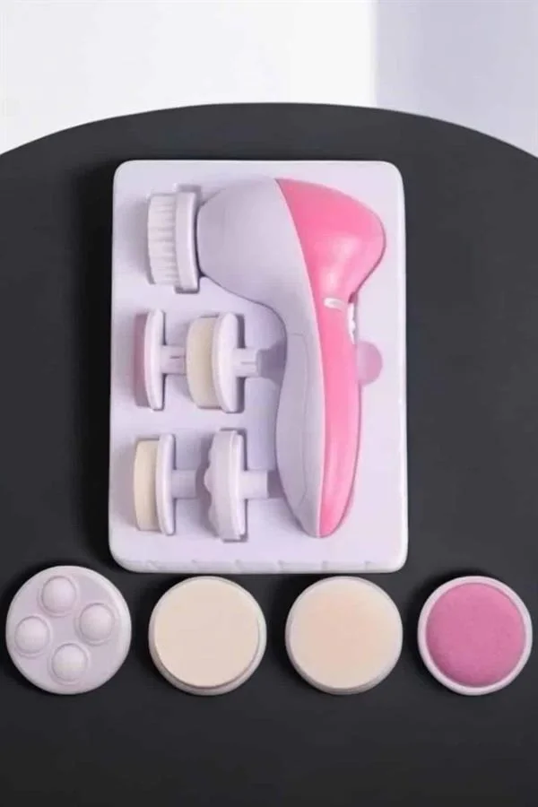 İthalat® Taşınabilir Yüz Temizleme Cihazı Masaj, Peeling, Temizlik 5 Başlıklı