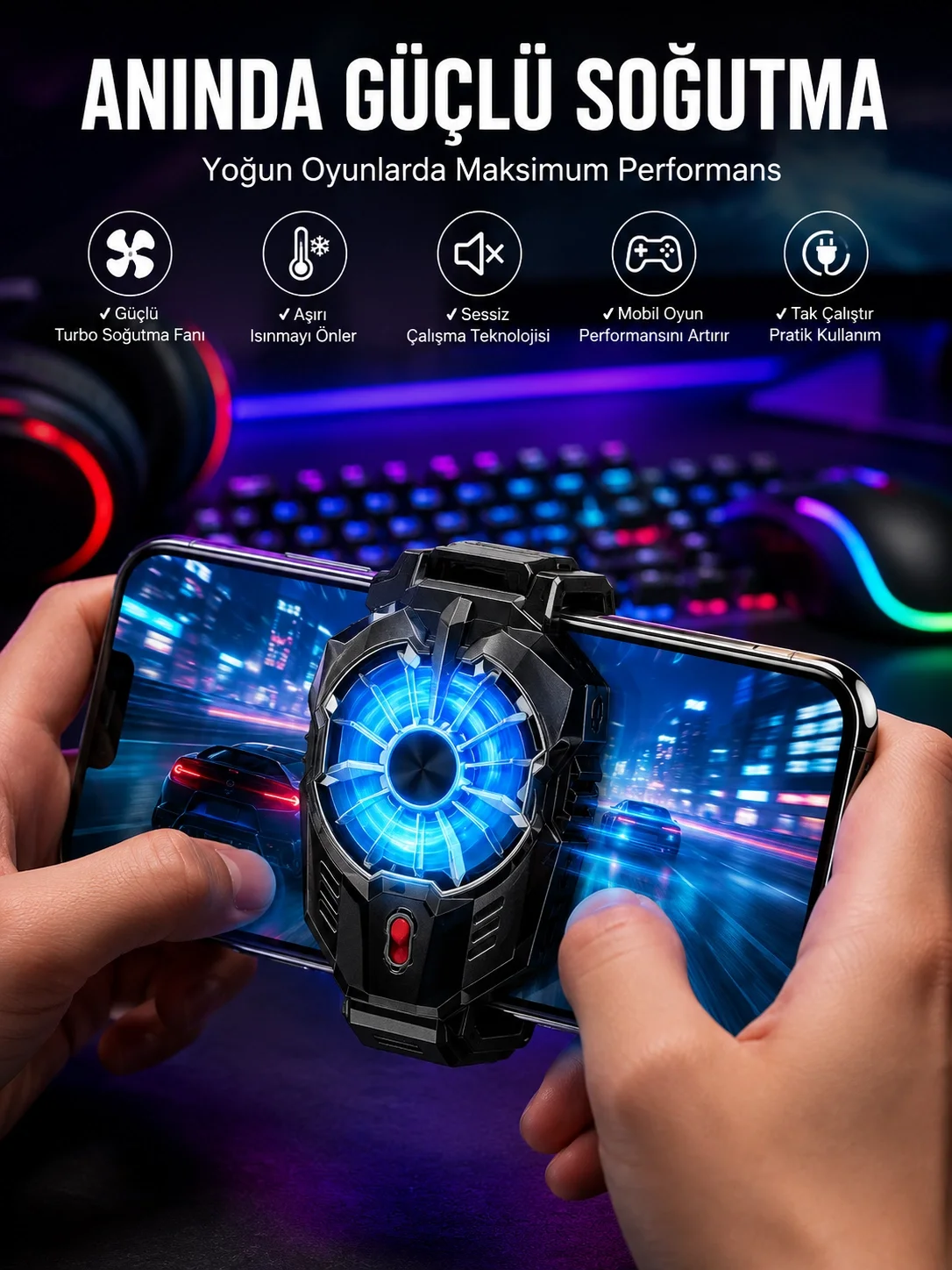 İthalat® Telefon Soğutucu Fanlı Güçlü Motor Radyotör Soğutucu