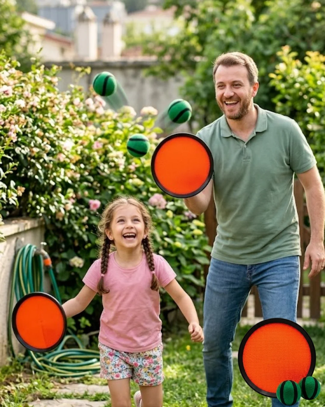 İthalat® Top Yakalama Oyunu Cırtlı Raket Seti Bahçe Park Plaj Aktivite Oyuncağı