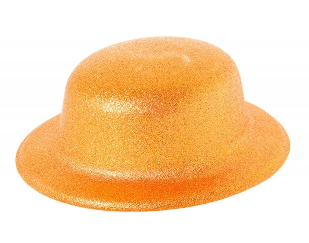 İthalat® Turuncu Renk Simli Melon Yuvarlak Parti Şapkası 24x26 cm