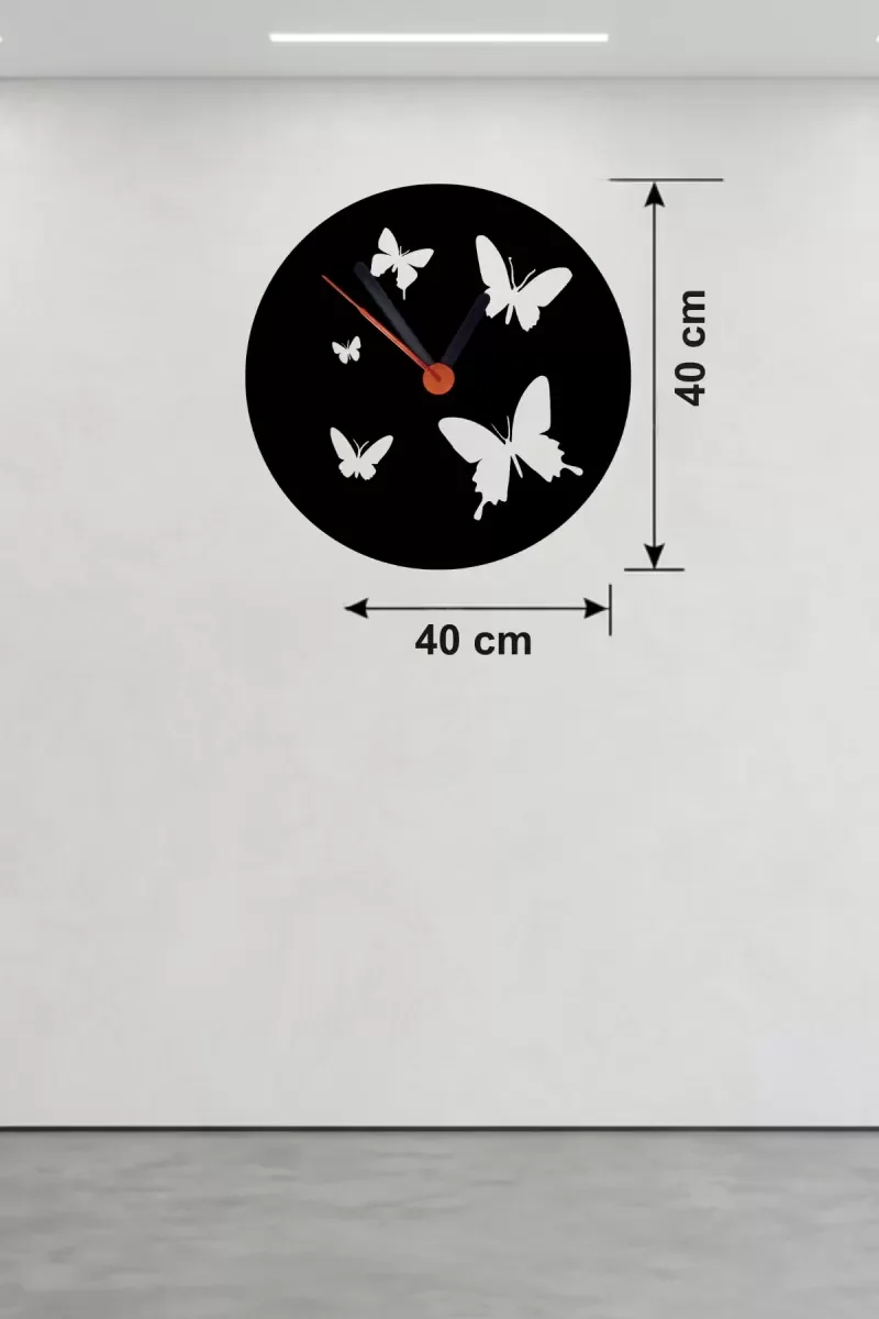 İthalat® Uçuşan Kelebekler Tasarım Ahşap Duvar Saati - 40x40 cm Dekoratif İthalat® Uçuşan Kelebekler Tasarım Ahşap Duvar Saati - 40x40 cm Dekoratif