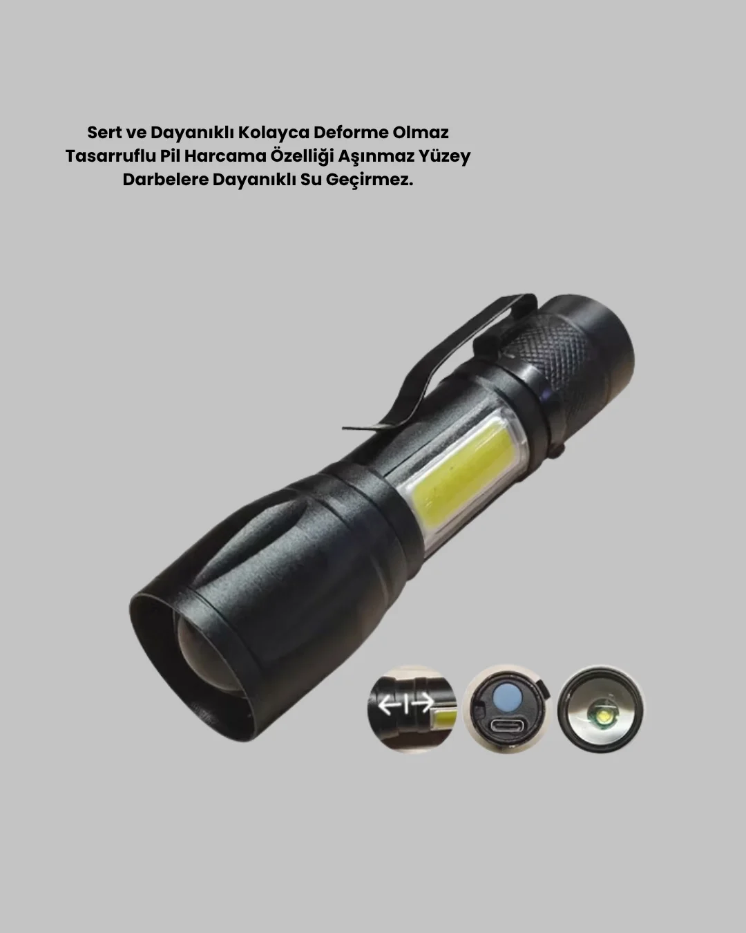 İthalat® Ultra Dayanıklı 4 Mod Şarjlı Işıldak | Suya ve Darbeye Dayanıklı | 100.000 Saat LED Ömrü