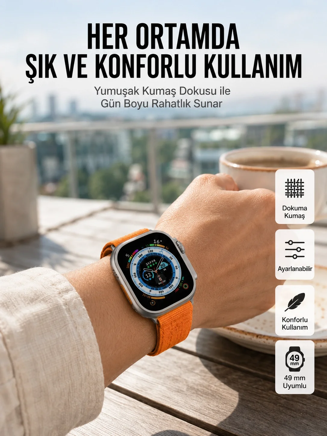 İthalat® Ultra Max Kordon Kilitli Akıllı Saat Amoled Ekran Titreşimli Çağrı Cevaplayabilen