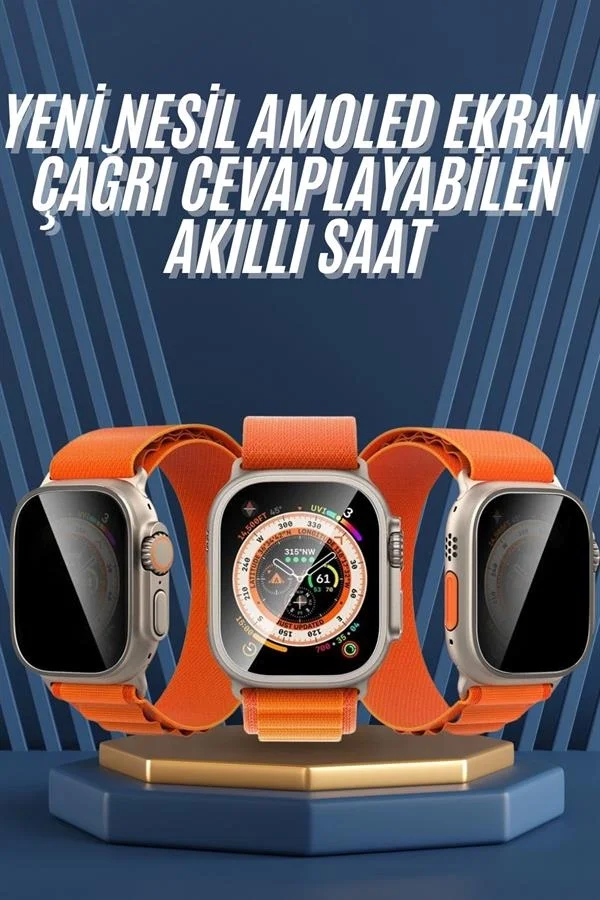 İthalat® Ultra Max Kordon Kilitli Akıllı Saat Amoled Ekran Titreşimli Çağrı Cevaplayabilen