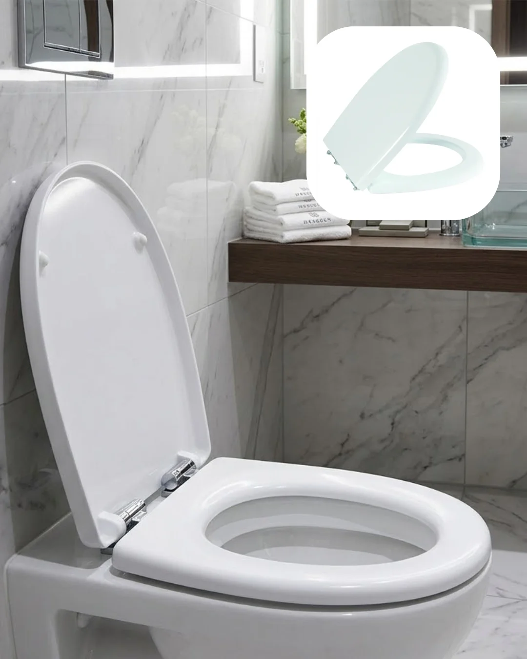 İthalat® Universal Klozet Kapak Seti Kaydırmaz Alt Yüzey Kolay Temizlik Banyo Aksesuarı