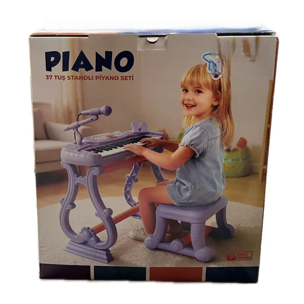 İthalat® URT033-003 AYAKLI 37 TUŞ PİANO ORG - LİLA