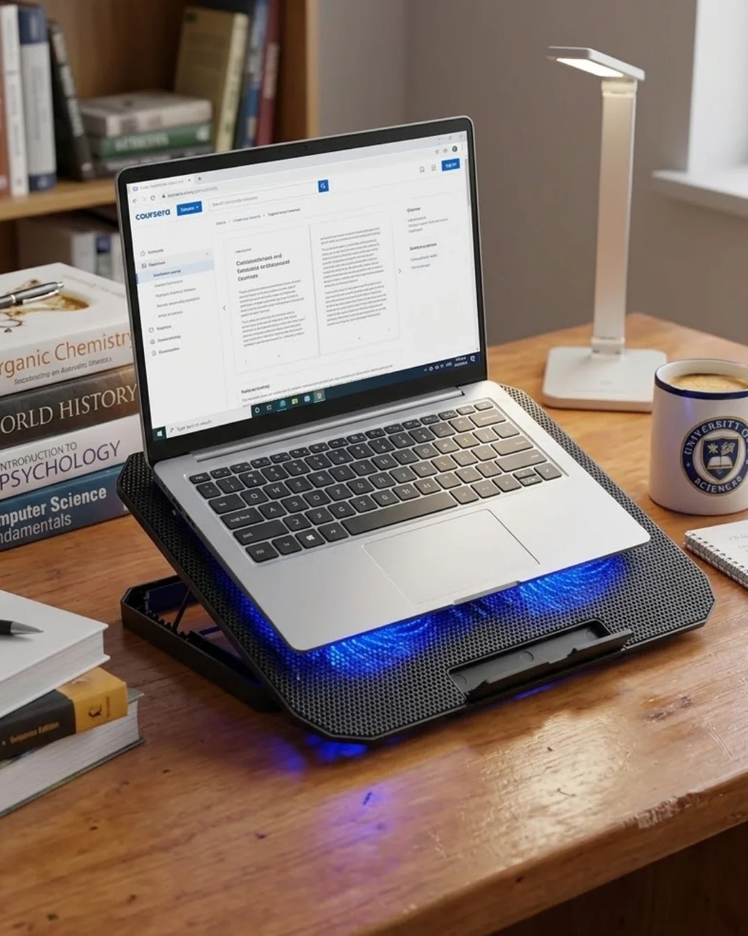 İthalat® USB Girişli Laptop Soğutma Standı Çift Fan Mavi Işıklı Notebook Soğutucu