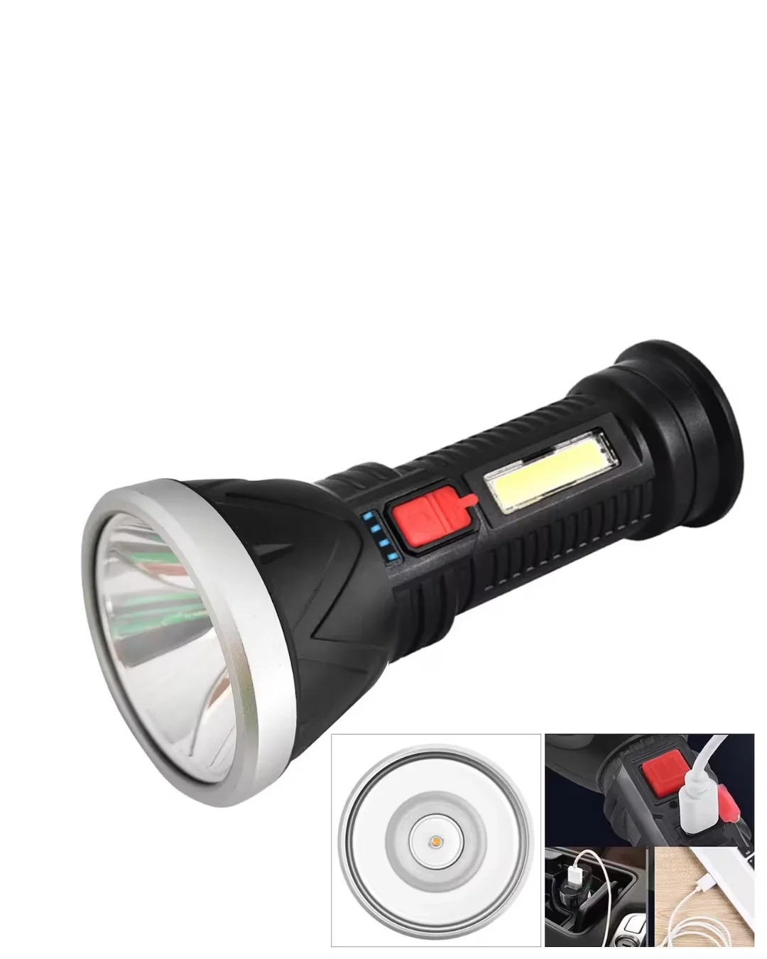 İthalat® Uzun Menzilli Şarjlı El Feneri 9 LED ve 4 Modlu Güçlü Aydınlatma