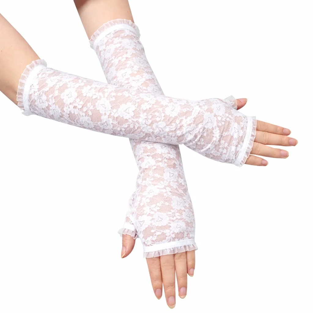 İthalat® Uzun Zarif Dantel Eldiven Parmaksız Beyaz 35 cm İthalat® Uzun Zarif Dantel Eldiven Parmaksız Beyaz 35 cm