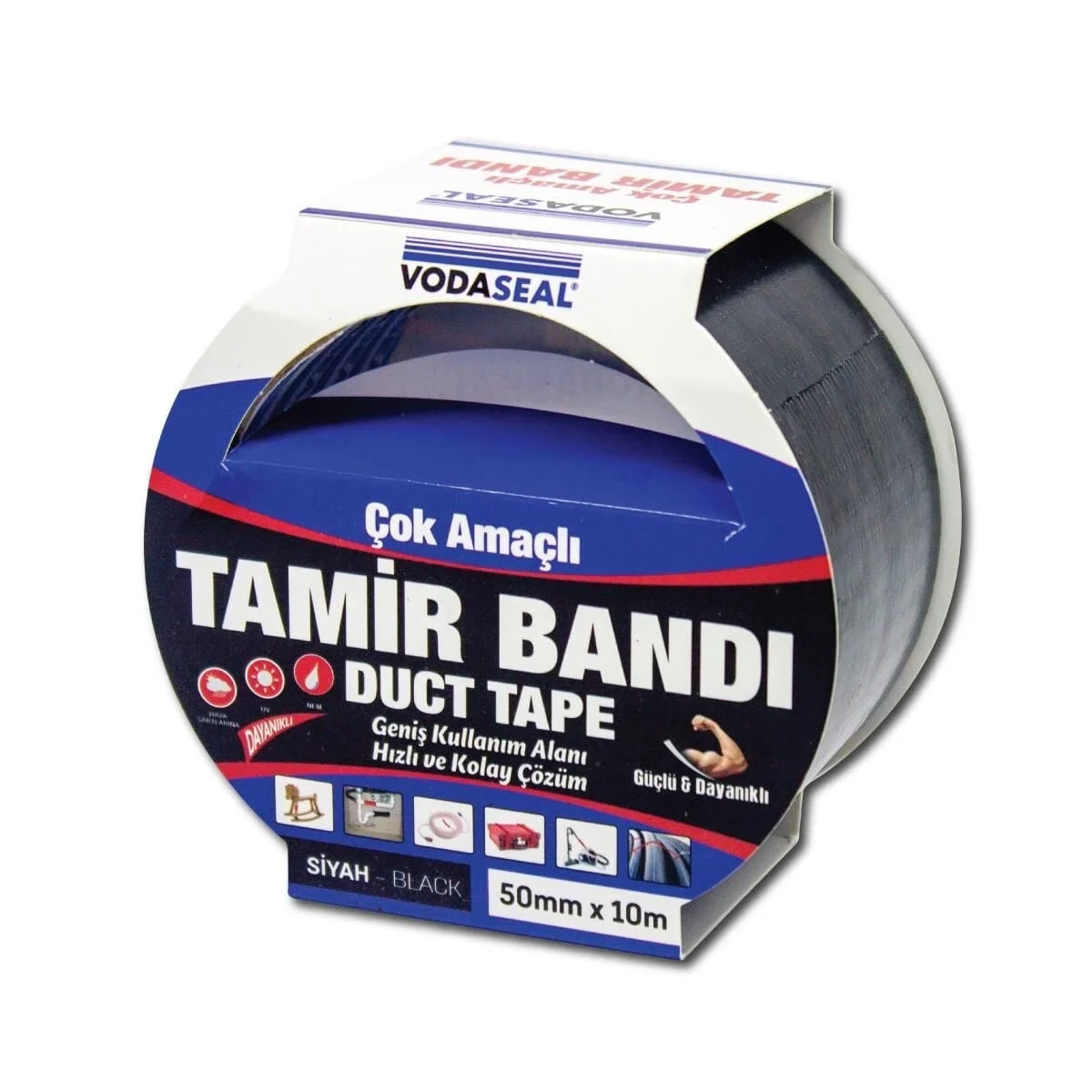 İthalat® Vodaseal Duct Tape Tamir Bandı 50 mm 10 Metre Siyah
