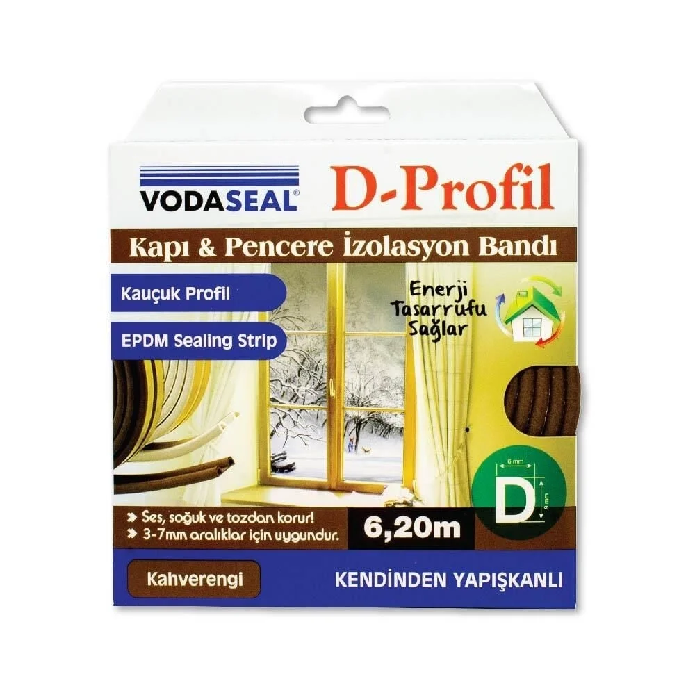İthalat® Vodaseal Kapı ve Pencere İzolasyon Bandı Kahverengi 6,20 Metre