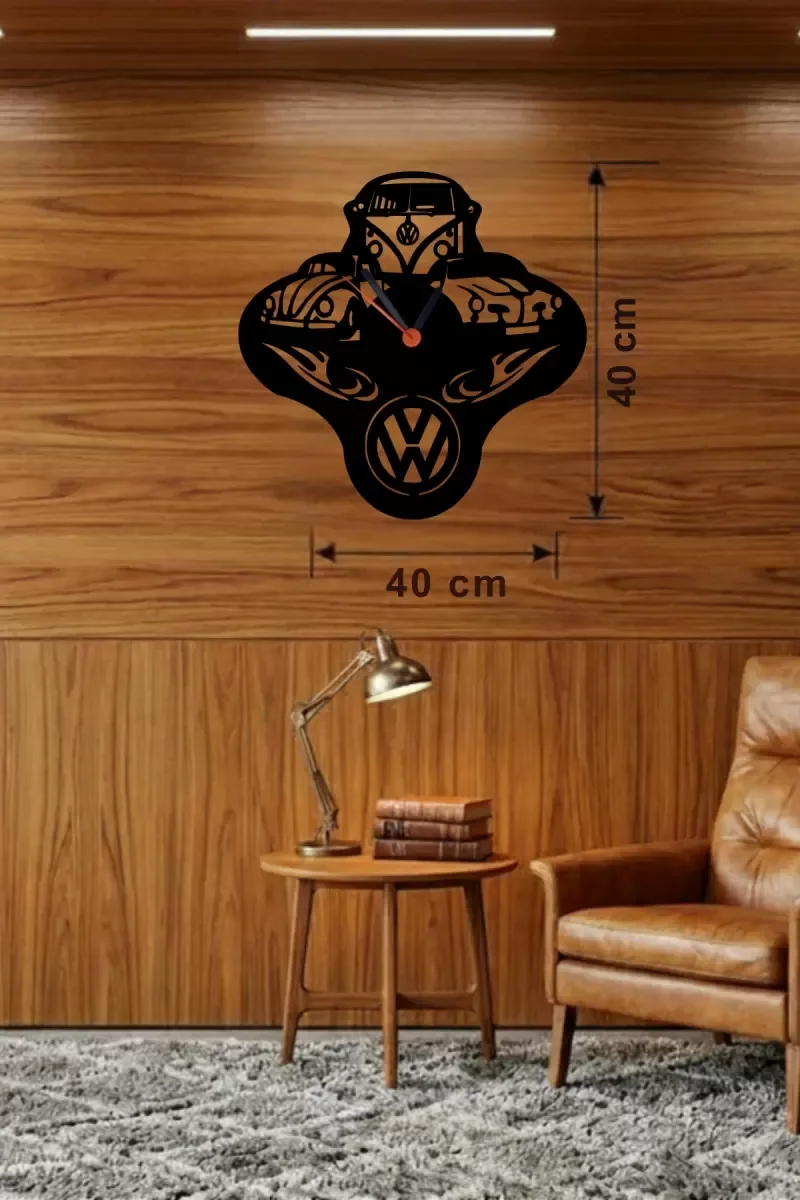 İthalat® Vosvos ve Retro Araba Temalı Ahşap Duvar Saati - 40x40 cm Lazer Kesim İthalat® Vosvos ve Retro Araba Temalı Ahşap Duvar Saati - 40x40 cm Lazer Kesim