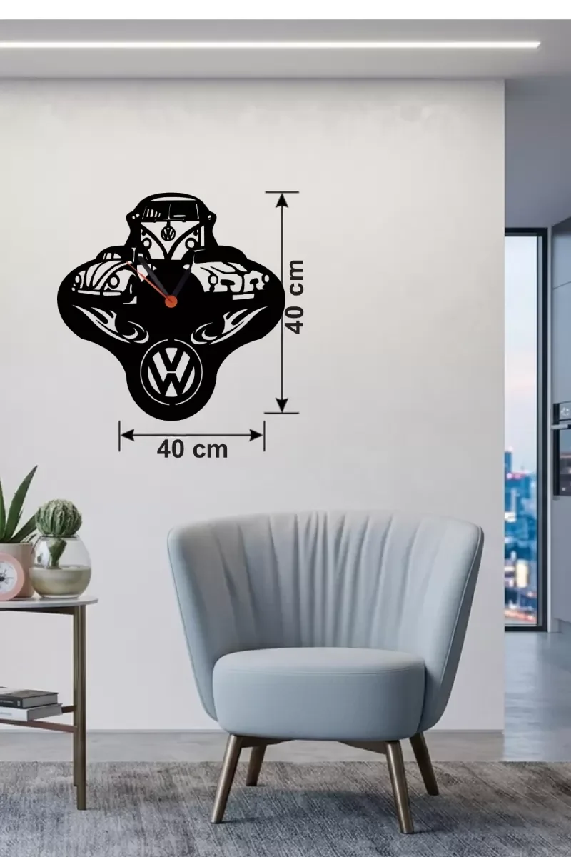 İthalat® Vosvos ve Retro Araba Temalı Ahşap Duvar Saati - 40x40 cm Lazer Kesim İthalat® Vosvos ve Retro Araba Temalı Ahşap Duvar Saati - 40x40 cm Lazer Kesim